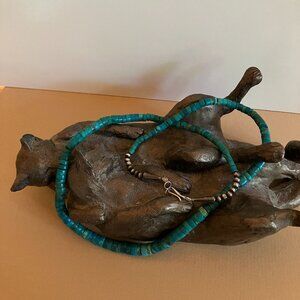 Longer Strand of Beautiful Vintage Native American Blue Turquoise Heishi